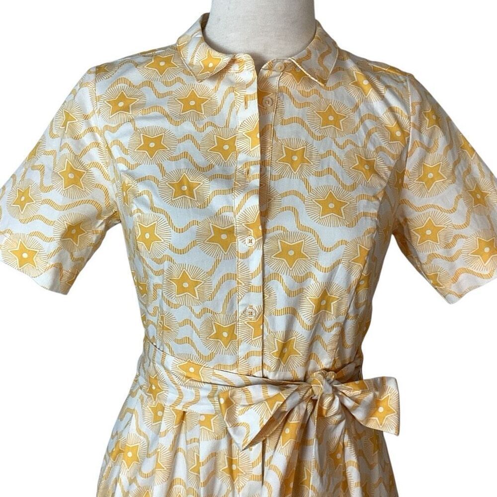 Boden Anastasia Yellow Star Shirt Dress Women’s 6R Fit & Flare - Picture 7 of 11